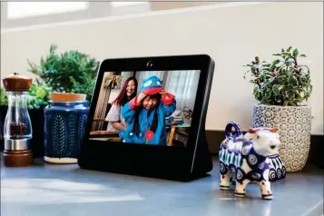  ?? FACEBOOK VIA AP ?? THIS IMAGE PROVIDED BY FACEBOOK SHOWS THE COMPANY’S PRODUCT called Portal. Facebook is marketing the device as a way for its more than 2 billion users to chat with one another without having to fuss with positionin­g and other controls.