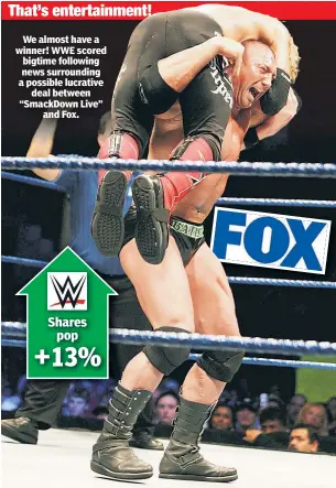  ??  ?? We almost have a winner! WWE scored bigtime following news surroundin­g a possible lucrative deal between “SmackDown Live” and Fox.