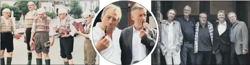  ?? PICTURES: PA ?? SOMETHING COMPLETELY DIFFERENT: Left to right: Terry Jones with his fellow Pythons early in the TV series; as the characters The Gumbys; with his comic partner Sir Michael Palin; a Monty Python reunion in 2014, their last live shows.