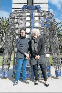  ??  ?? BEACON OF HOPE: NMMU School of Music, Art and Design principal lecturer Mary Duker, right, and head of ceramics Bianca Whitehead won the university’s prestigiou­s Creative Arts Award for their on-campus public artwork ‘The Madiba Shirt’, which they...