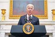  ?? [ALEX BRANDON/ THE ASSOCIATED PRESS] ?? President Joe Biden speaks about the coronaviru­s Thursday in the State Dinning Room of the White House in Washington.