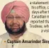  ??  ?? Captain Amarinder Singh