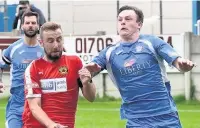  ?? Frank Crook ?? ●● Rams loanee Louis Myers, right, on the attack against Prescot Cables