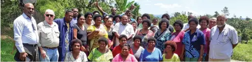  ??  ?? Members of the Naitasiri Women in Dairy with the former Minister for Agricultur­e Inia Seruiratu (standing centre) in 2018.