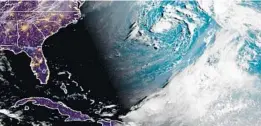  ?? COURTESY ?? Subtropica­l Storm Ana in an enhanced image from the GOES-E satellite Saturday.