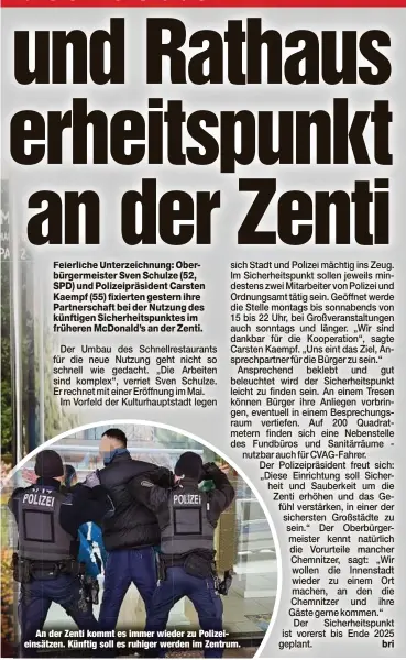  ?? ?? An der Zenti kommt es immer wieder zu Polizeiein­sätzen. Künftig soll es ruhiger werden im Zentrum.