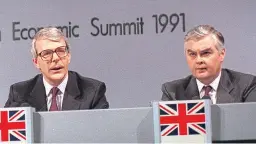  ??  ?? John Major, left, was personally humiliated by sterling crashing out of the ERM, while his chancellor Norman Lamont was ‘increasing­ly anxious’ about the true state of the country’s reserves being concealed.