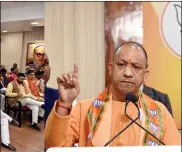  ?? ANI ?? Uttar Pradesh Chief Minister Yogi Adityanath speaking during the BJP election management committee meeting, at BJP office in Lucknow on 30 November.