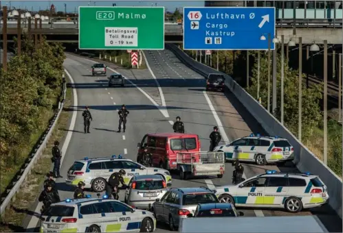 ?? FOTO: HENNING HJORTH ?? Politiet lammede trafikken i Danmark 28. september 2018. Årsagen var, at PET frygtede, at en iransk mordpatrul­je ville slå til i Ringsted mod en eksil- iraner.