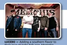  ??  ?? LUCERO — Adding a southern flavor to their love of indie-folk pop, Memphis alt-country rockers Lucero return to Northwest Arkansas with a free show at JJ’s Beer Garden and Brewing (JBGB) in Fayettevil­le at 7 p.m. May 17. Arkansas southern rockers...