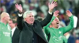  ?? AP ?? Ancelotti celebra la clasificac­ión para la final de la Liga de Campeones