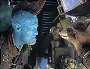  ??  ?? Yondu (Michael Rooker) and Rocket (voiced by Bradley Cooper) in Guardians of the Galaxy Vol: 2