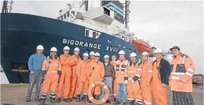  ?? Picture: Andy Thompson. ?? The marine crew of the Big Orange XVIII, which will operate out of Denmark.