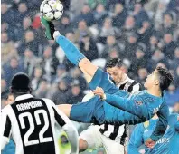  ??  ?? OVER THE MOON Ronaldo is head over heels to sink Juve