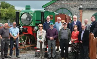  ?? Photo by Domnick Walsh ?? Members of the Listowel Lartigue Monorail’s voluntary committee - including founder and former minister Jimmy Deenihan – by their beloved train at Thursday’s launch of the new Heritage Strategy for the town of Listowel.