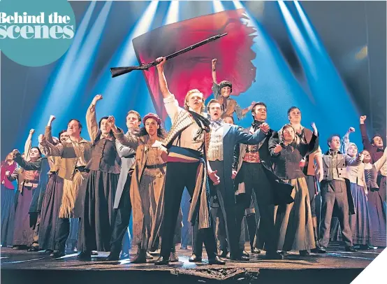  ?? ?? The Les Mis cast perform One Day More while Dean Chisnall, below, resumes the role of Jean Valjean when the tour opens