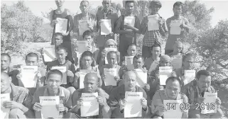  ??  ?? NEARLY 5 YEARS Photo from the Oceans Beyond Piracy advocacy group shows the 26 crewmember­s rescued from captivity after nearly five years in the hands of Somali pirates. The crew of the Naham 3 consisted of members from Cambodia, China, Indonesia,...