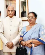  ??  ?? NDA presidenti­al candidate Ramnath Kovind and his wife Savita after meeting former prime minister Atal Bihari Vajpayee at his residence in New Delhi on Thursday