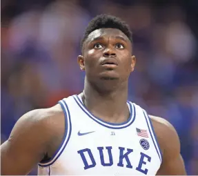  ?? JEREMY BREVARD/USA TODAY SPORTS ?? Zion Williamson is waiting for the NBA draft lottery and to see which team gets the first overall pick in June.