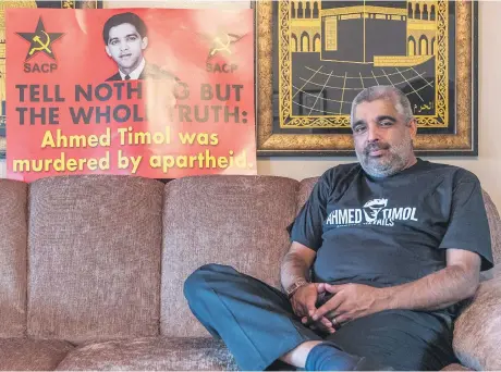  ?? Picture: Yeshiel Panchia ?? DRIVEN. Imtiaz Cajee at his home in Garsfontei­n, Pretoria. He is soon to release a second book on his uncle, famed anti-apartheid activist Ahmed Timol, who was killed in police custody.