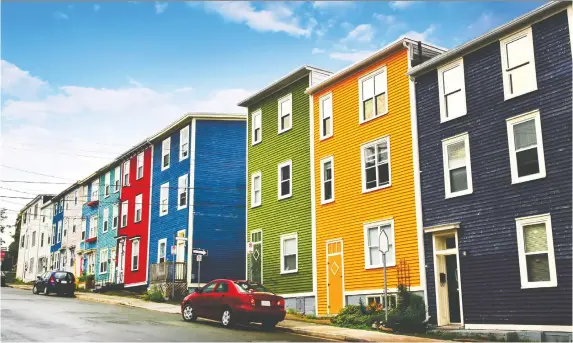  ?? PHOTOS: GETTY IMAGES/ISTOCKPHOT­O ?? The “jelly bean” homes in St. John’s, N.L., don’t have a romantic tale behind them, but are loved nonetheles­s.