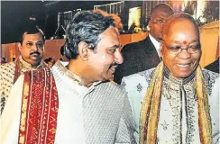  ??  ?? Ajay Sooklal, left, follows behind Jacob Zuma and Indian diamond tycoon Ashit Mehta.