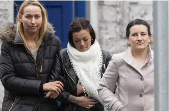  ??  ?? Garda Suzanne Gilmore (far right) accompanie­s Natalia Karaczyn sister’s Magdalena and another relative to the sitting of Sligo District Court last Thursday where Rafal Karaczyn was charged with his wife’s murder.