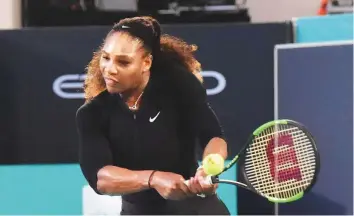  ?? Abdul Rahman/Gulf News Archives ?? Serena Williams hits a double-fisted backhand return to Jelena Ostapenko during the Mubadala World Tennis Championsh­ip at Zayed Sports City last year.