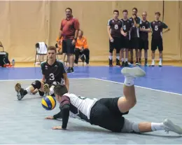  ??  ?? La formation masculine de volleyball du N.-B. a baissé pavillon en trois sets contre l’Ontario. - Gracieuset­é