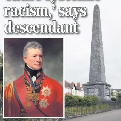  ??  ?? The obelisk on Picton Terrace and, inset, Sir Thomas Picton.