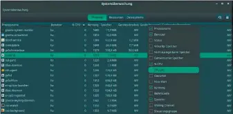  ??  ?? Mehr Spalten – mehr Infos: Die „Systemüber­wachung“(gnome-system-monitor) ist ein Taskmanage­r für höchste Ansprüche. Er kann alles und zeigt alles.
