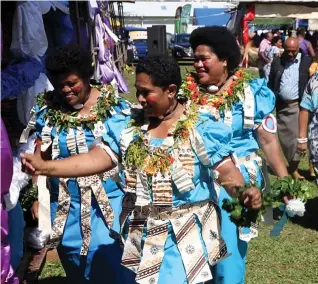  ?? Photo: Vilimoni Vaganalau ?? Women of Moce after their traditiona­l meke performanc­e during the Adi Natuicake Festival at Raiwai on August 3, 2017.