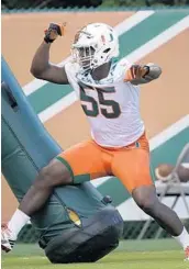  ?? ALAN DIAZ/ASSOCIATED PRESS ?? Hurricanes sophomore linebacker Shaquille Quarterman has been added to the Bednarik Award watch list.