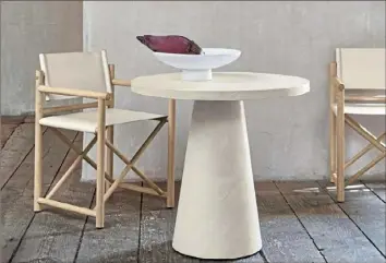  ?? Crate & Barrel ?? The Willy White plaster pedestal table.