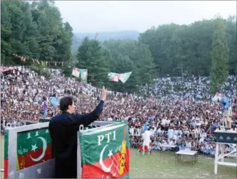  ??  ?? Imran Khan speaks at an election rally in POJK.