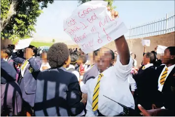  ?? PICTURE: MOTSHWARI MOFOKENG ?? Sastri College pupils protest yesterday outside the school, demanding changes in the school’s policies.