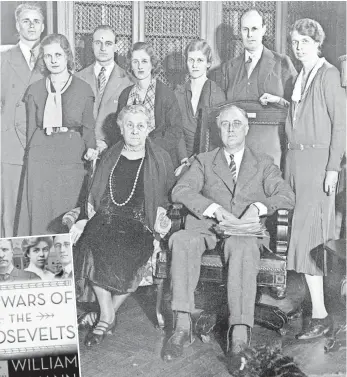  ?? JAN. 30, 1932, FILE PHOTO BY ASSOCIATED PRESS ?? While he was running for his first term as president, FDR spent his 50th birthday surrounded by his family in Hyde Park, N.Y. From left: son Elliott and his wife, Elizabeth; son James and his wife, Betsey; daughter Anna and her husband, Curtis Dall;...