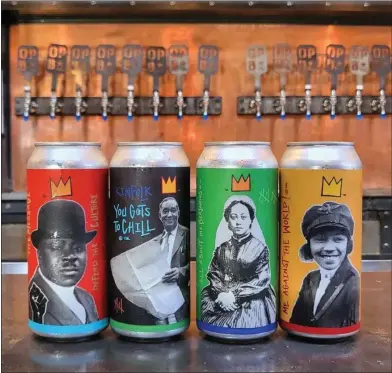  ?? OAK PARK BREWING ?? A commemorat­ive 4-pack of hazy IPAs pays tribute to historical Black innovators. They are available at Oak Park Brewing.