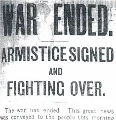  ??  ?? The Express and Star announcing the Armistice