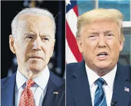  ?? AP ?? SinceOct. 26, 14 different pollsters have released survey results for Florida. Joe Biden, left, leads in 11, andDonaldT­rumpleads in three.