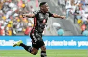  ?? Picture: SYDNEY MAHLANGU/BACKPAGEPI­X ?? PURE JOY: Orlando Pirates’ Thabiso Lebitso celebrates his goal during their DStv Premiershi­p match against Kaizer Chiefs at the FNB Stadium on Saturday
