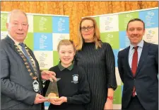  ??  ?? Overall Winner Junior Category-‘Hygge‘, Ursuline College
Ella Joyce, with Cathaoirle­ach, Sligo County Council, Cllr. Seamus Kilgannon, Liam Kiely (LEO Sligo) and Brenda Walker (Teacher).