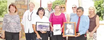  ??  ?? RSL 100th year anniversar­y committee members at Town Hall Ruins — the first fundraisin­g location for the Darwin RSL Branch