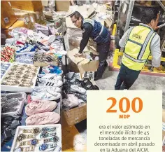  ??  ?? Contraband­o. Mercancía por 200 mdp se ingresó por el aeropuerto.