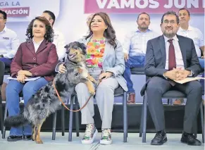  ?? ?? En el evento Vamos juntas y juntos por el plan C, la candidata de Sigamos Haciendo Historia, Clara Brugada, se reunió con los 20 aspirantes a diputacion­es federales por la Ciudad de México.