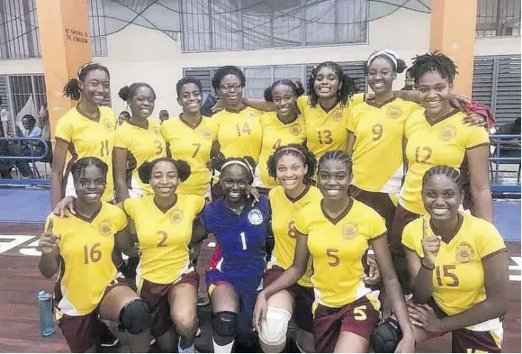  ??  ?? Members of Wolmer’s Girls’ team pose after capturing the 2019 ISSA All-island High Schools National Volleyball Championsh­ip title by defeating Knox College 3-1 at G C Foster College in Spanish Town last week Thursday.