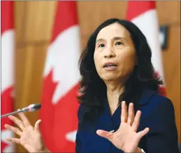  ?? CP PHOTO JUSTIN TANG ?? Chief Public Health Officer of Canada Dr. Theresa Tam speaks during a news conference on the COVID-19 pandemic in Ottawa, on Friday.