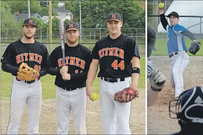  ?? TELEGRAM FILE PHOTOS ?? The Hitmen’s roster for the senior nationals includes the likes of (from left), Jeremy O’Reilly, fresh from an ISC world championsh­ip with the Toronto Gators, Canadian national team member Brad Ezekiel and Robbie Greene (44), who leads the St. John’s...