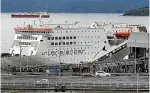  ?? ?? Kaitaki ferry has been berthed at Wellington for checks and repairs.