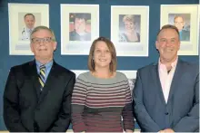  ?? SUBMITTED PHOTO ?? Steve Self, Rhonda Lustic and Dean Benard have been added to Kenner's Wall of Honour. The three alumni were inducted Nov. 3. The wall showcases Kenner graduates who have gone on to have an impact on their communitie­s.